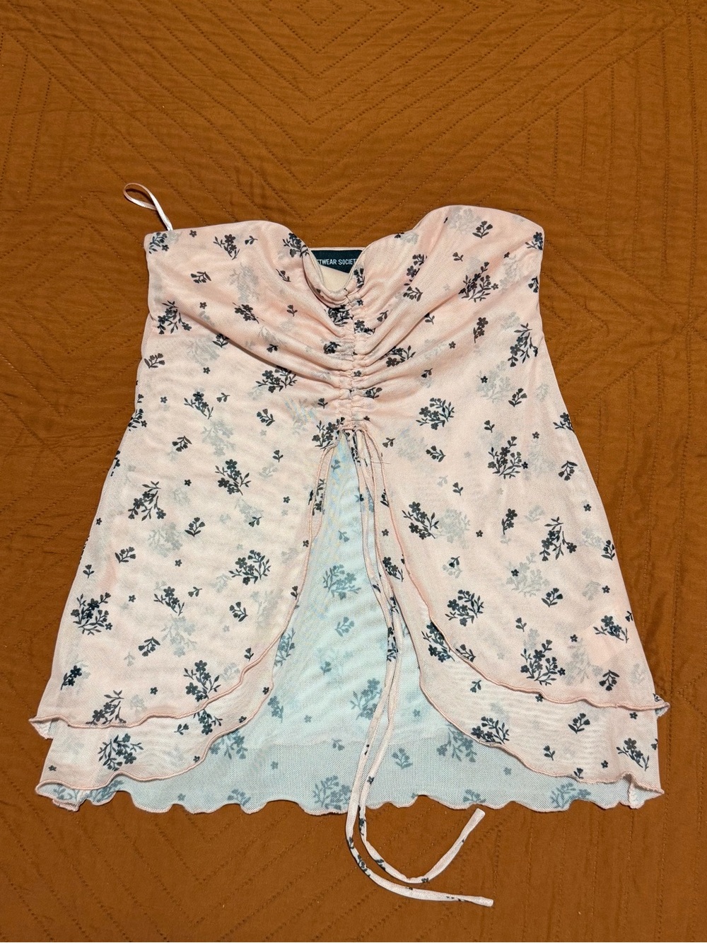 Streetwear Society Pink Floral Ruched top